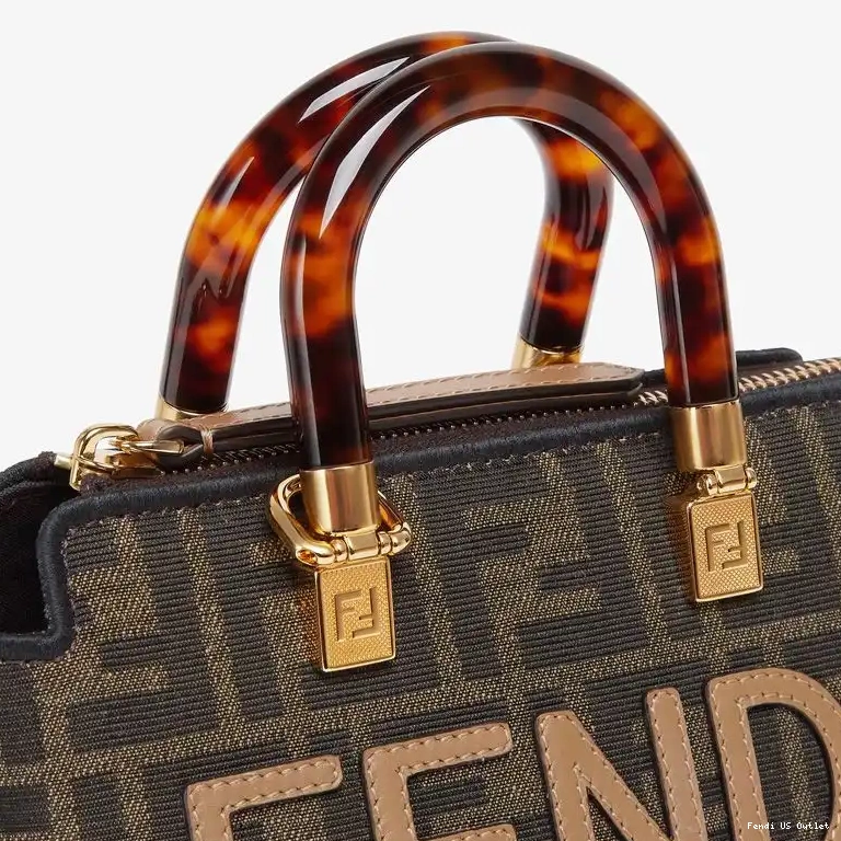 Affordable HOT Logo ROMA Motif Way Brown The FF By Fabric Fendi In Boston Mini Bag 0610